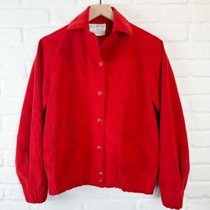 Vintage Gino Rossi for Wilson Red Ultra Suede Jacket Union Made Bomber size 8